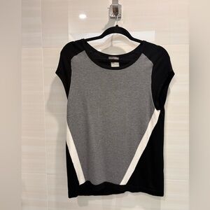 Vince Camuto Black and Gray Colorblock Top